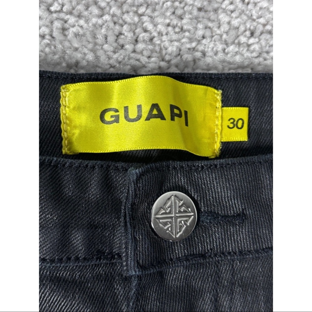 NWOT GUAPI Black Embroidered Design Jeans Men Size 30 Bootcut Flare Denim - Picture 12 of 14
